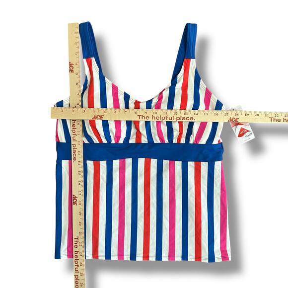 Lands’ End Stripe Tankini Top Size 16 – LYCRA® Xtra Life Supportive Swimwear - Picture 3 of 9